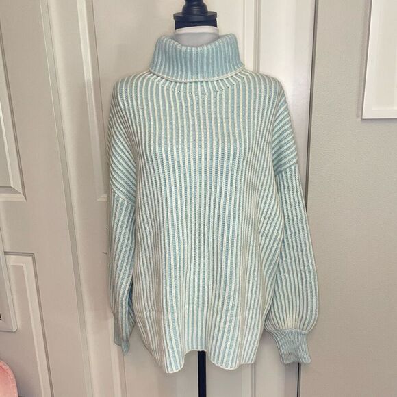 Paisie Striped Turtleneck Knit Jumper Sweater Blue Size L/XL - Picture 13 of 13